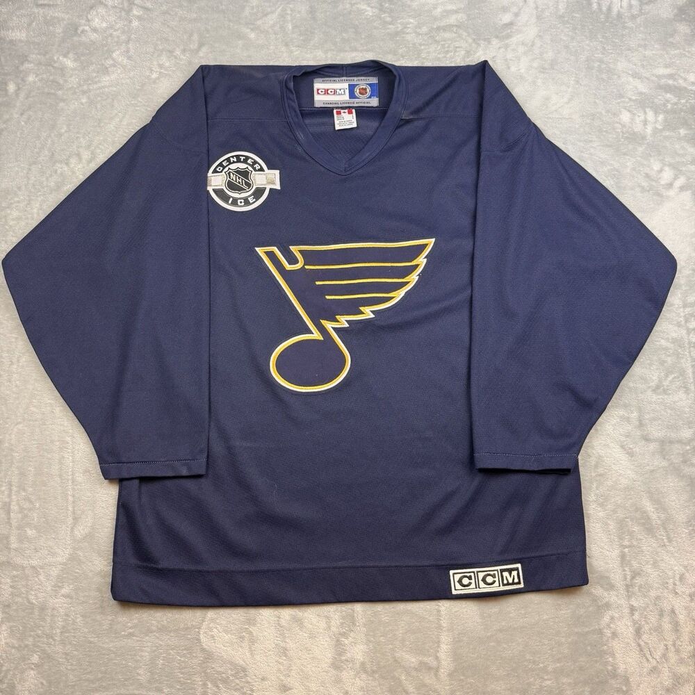 Vintage CCM St. Louis Blues NHL Hockey Jersey Mens Large Center Ice Made Canada